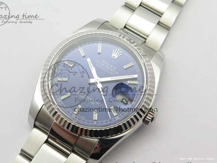 Best AAA Replica Sites 1:1 Steel Bracelet 36 ARF Blue SH3135 904L 116234 Oyster on Best DateJust SS V Edition Dial ZeroBulk 3198 0103